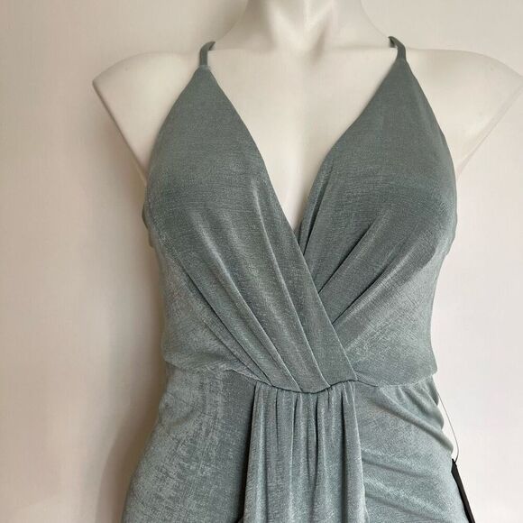 Lulus Dreamy Date Surplice Sage Green Goddess draped dress NWT - Picture 8 of 12